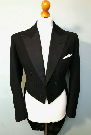 Vintage Bespoke White Tie Evening Tails Tailcoat Size 42