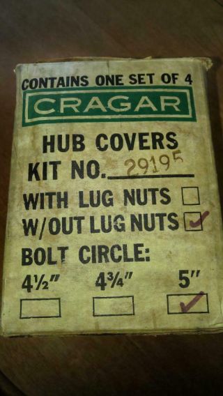 Vintage NOS CRAGAR 29195 hub covers center caps Trick wheels Pro Stock 3