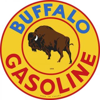Vintage Style Metal Sign Buffalo Gasoline 30 " Round