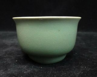 Rare Old Chinese Thick Monochrome Green Glaze Porcelain Tea Cup