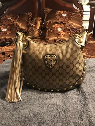 Gucci Crystal Coated Babouska Crest Hobo 100 Authentic Rare And