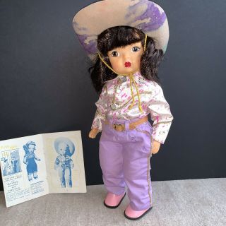 Vintage Terri Lee Doll In Gene Autry Autographed Pink & Purple Outfit 16”