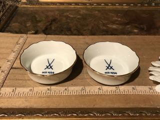 2 Vintage Meissen Aquatinta Seit 1934 Porcelain Small Dish/ Bowls Gold Rim 3 " X1 "