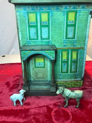 Antique Two Story Schoenhut Cardboard And Wood Fully Furnished Doll House 2