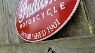 VINTAGE INDIAN MOTORCYCLES PORCELAIN QUALITY GAS BIKE PRODUCTS SERVICE SIGN 5