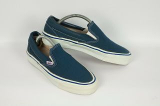 Nos 1990 Vintage Vans Slip On Navy Made In Usa Size Mens 6 1/2 Womens 8 Style 98