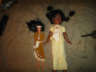 Vintage 1970 Ideal Tara Authentic Black Doll Hair Grows & Native American Barbie