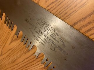 Vintage HENRY DISSTON 514 one man cross cut saw.  LANCE PERFORATED 42 - 1/2” 10