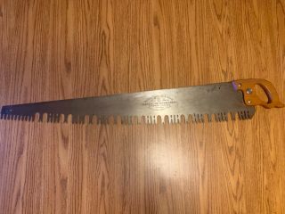 Vintage HENRY DISSTON 514 one man cross cut saw.  LANCE PERFORATED 42 - 1/2” 2