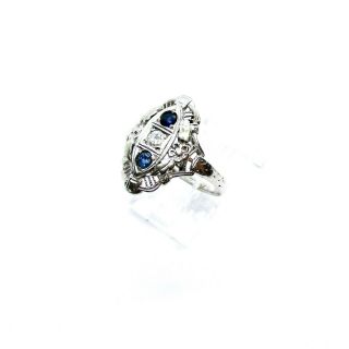 From 1941 Vintage 18k Filigree Sapphire And Diamond Ring Size 5 - 1/2 - Pearl Har.