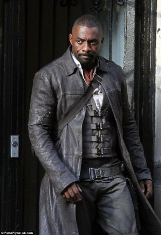 Men ' s Idris Elba Dark Tower Black Vintage distressed Real Leather Trench Coat 3
