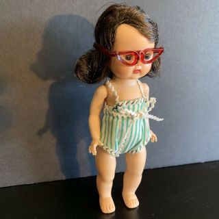 Vintage Muffie Doll Nancy Ann Storybook Walker Brown Hair Ready For Sun 7”