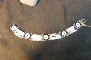 VINTAGE DAVID - ANDERSEN STERLING SILVER NORWAY ENAMEL GUILLOCHE PANEL BRACELET 2