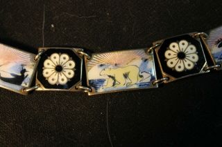 VINTAGE DAVID - ANDERSEN STERLING SILVER NORWAY ENAMEL GUILLOCHE PANEL BRACELET 4