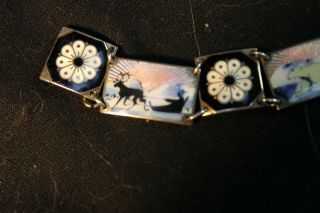 VINTAGE DAVID - ANDERSEN STERLING SILVER NORWAY ENAMEL GUILLOCHE PANEL BRACELET 5