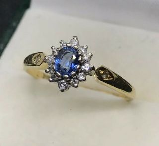 Vintage 18ct Gold 1ct Aquamarine & Diamond Engagement Ring Size S - T / Us 9.  75