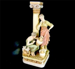 N969 Antique Royal Dux Porcelain Figure Classical Pottery Decoration Corinthian