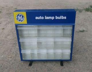 Vintage Ge Auto Lamp Bulbs Display Advertising Sign,  Metal Cabinet