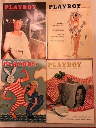 1957 Vintage Playboy Magazines,  Set Of 12,  With Centerfolds Intact
