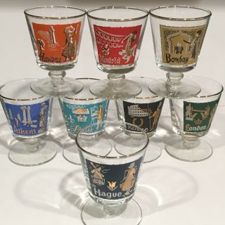 Vintage Libbey International Cities of the World Footed Cocktail Glasses 2