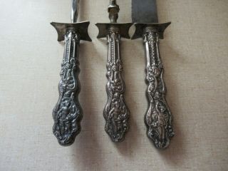 Antique Sterling Handled Roast Carving Set With figures Copyright 1888 4