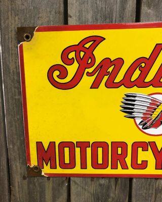 INDIAN MOTORCYCLES porcelain sign parts vintage CHIEF dealer motor oil 4