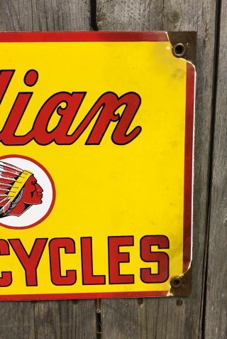 INDIAN MOTORCYCLES porcelain sign parts vintage CHIEF dealer motor oil 5