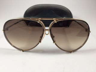 Vintage Carrera Porsche Design Gold Pilot Aviator Sunglasses W/ Case And Lenses
