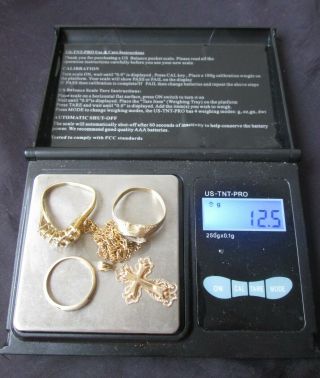 Lof Of 12.  5 Grams Of Vintage 14k Gold Scrap All Signed Marked Diamonds