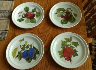 4 Vintage 10 5/8 " Portmeirion Pomona Dinner Plates - Vintage Red Labels
