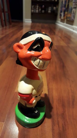 Chief Wahoo Bobblehead - Cleveland Indians 1980s White Jersey - Rare Vintage 6