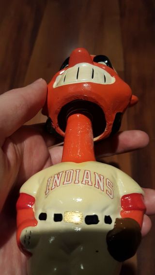 Chief Wahoo Bobblehead - Cleveland Indians 1980s White Jersey - Rare Vintage 7