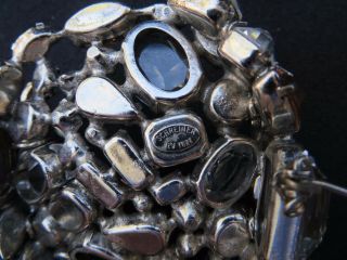 Vtg SCHREINER York Silver Tone Amber & Clear Inverted Rhinestone Pin Brooch 3
