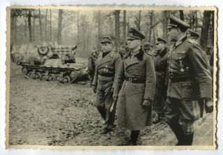 German Wwii Archive Photo: Wehrmacht General & Group Of Officers