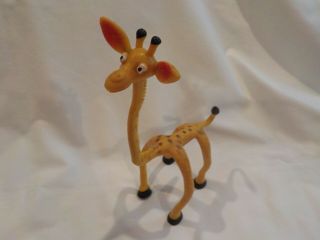 Vintage Bendable Giraffe Rubber Toy Made In Hong Kong 9.  5 " Tall