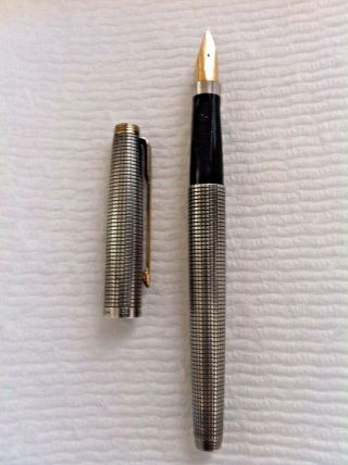 Vintage Sterling Silver Parker Usa Fountain Pen 14k Gold Nib Nr " Look "