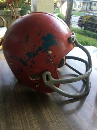 Vintage Football Helmet Red Grey Face Mask