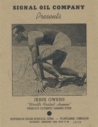Jesse Owens Vintage 1938 Signed Program W/ Provenance Rare