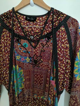Diane Freis Vintage 1980 ' s Bohemian Dress Multi Color Floral Variety Print Tie 3