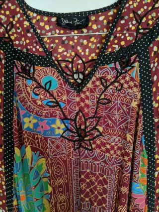 Diane Freis Vintage 1980 ' s Bohemian Dress Multi Color Floral Variety Print Tie 4