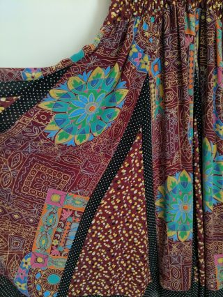 Diane Freis Vintage 1980 ' s Bohemian Dress Multi Color Floral Variety Print Tie 6