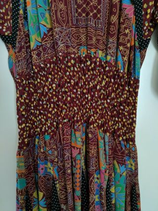 Diane Freis Vintage 1980 ' s Bohemian Dress Multi Color Floral Variety Print Tie 7