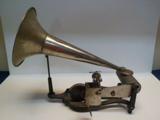 Antique Rare Puck Lyra Cylinder Phonograph,  Cast Iron Lyra Base
