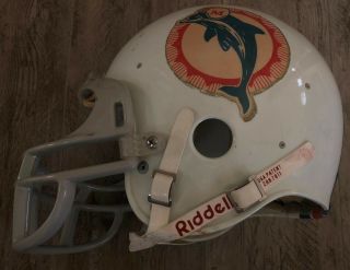 Vintage Riddell Pac 3 Miami Dolphins Team Issued Football Helmet 1975 - 1981 Era