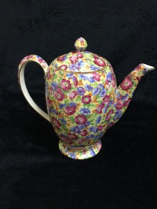 Vintage Royal Winton Grimwades ROYALTY Chintz ALBANS shape Coffee Pot Teapot 3