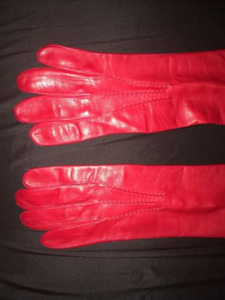 Gaspar Vintage Red Leather Opera Gloves
