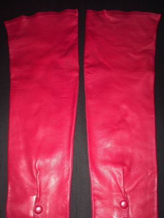 Gaspar Vintage Red Leather Opera Gloves 3