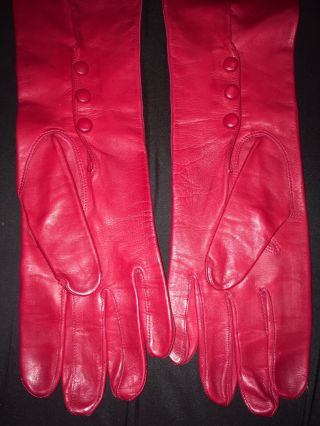 Gaspar Vintage Red Leather Opera Gloves 4
