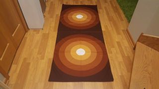 Awesome Rare Vintage Mid Century Retro 70s Finlayson Brown Target 1978 Fabric
