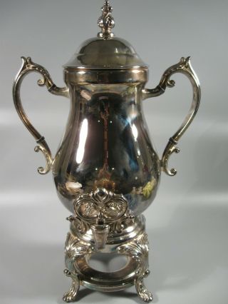 Vintage Elegance Silver Plated Coffee Tea Urn Samovar & Refillable Sterno 2
